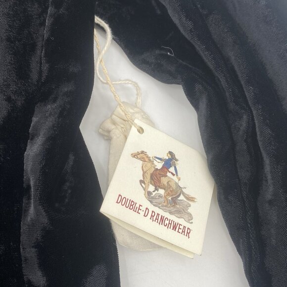 Double D Ranch VTG Size M Western Crushed Velvet Jacket Black RARE Shoulder Pads - Picture 5 of 16